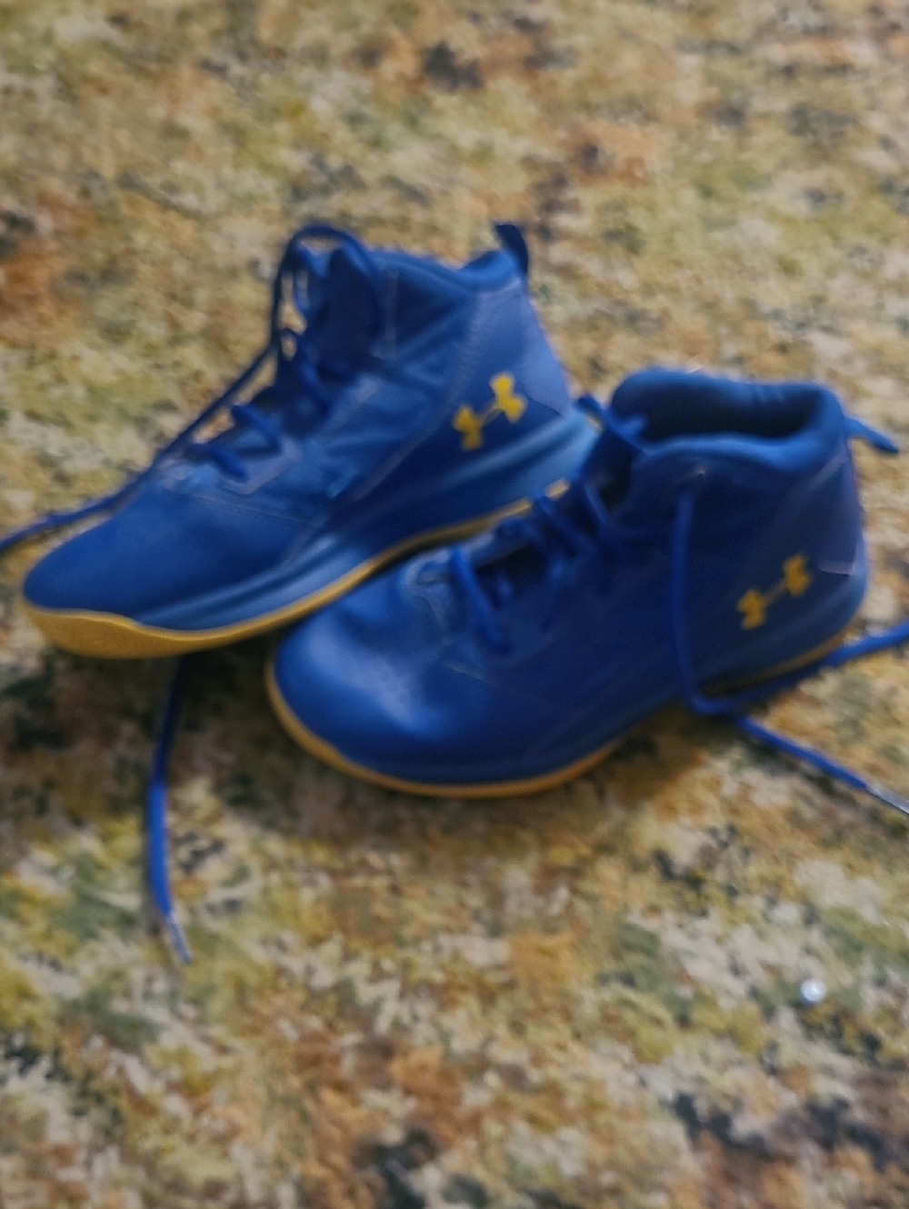 Under Armour Kids Royal Blue and Yellow High-Top Sneakers